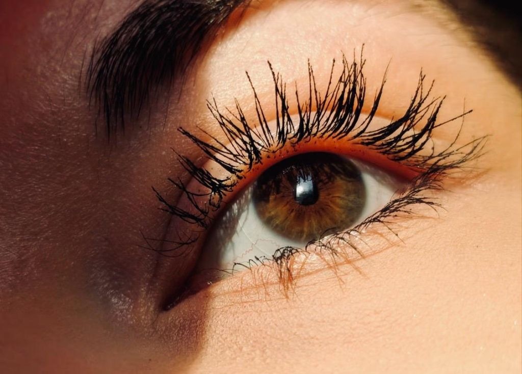 Close-up of long, lifted lashes